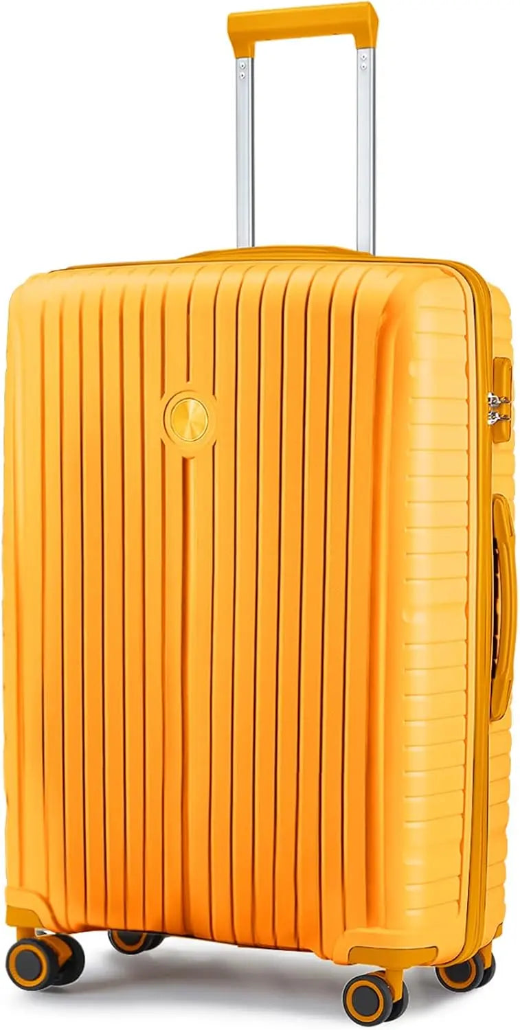 Lightweight 5-Piece PP Hardshell Carry-On Luggage Set  Dual Spinner Wheels & TSA Lock Travel Suitcases