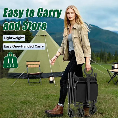 All-Terrain 4-Wheel Folding Beach Cart  37″ Extended Frame, 480 lb Capacity, Compact Fold Design