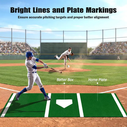 10-Foot by 3.8-Foot Baseball Batting Mat with 15mm Artificial Turf for Indoor/Outdoor Training