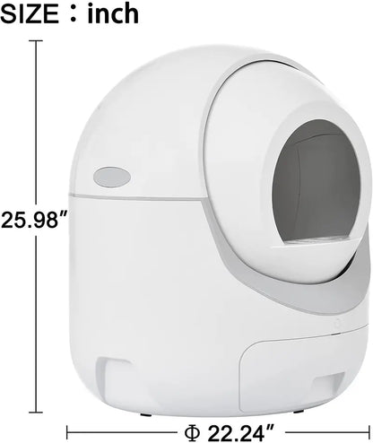 Automatic Cat Litter Box Self-Cleaning Cat Litter Box with Automatic Scoop, App Control Support 5Gand2.4G WiFi Odor Removal Safety, for Multiple Cats