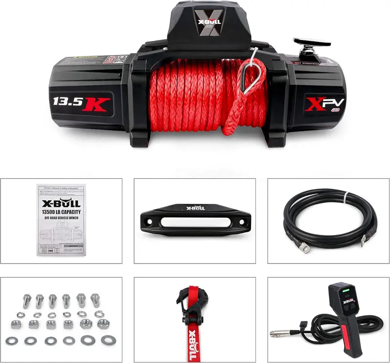 13,500-Lb Capacity 12V DC Electric Winch  Off-Road Recovery Winch with Dual-Function Wireless Remote Control, Trailer & Vehicle Towing Ready