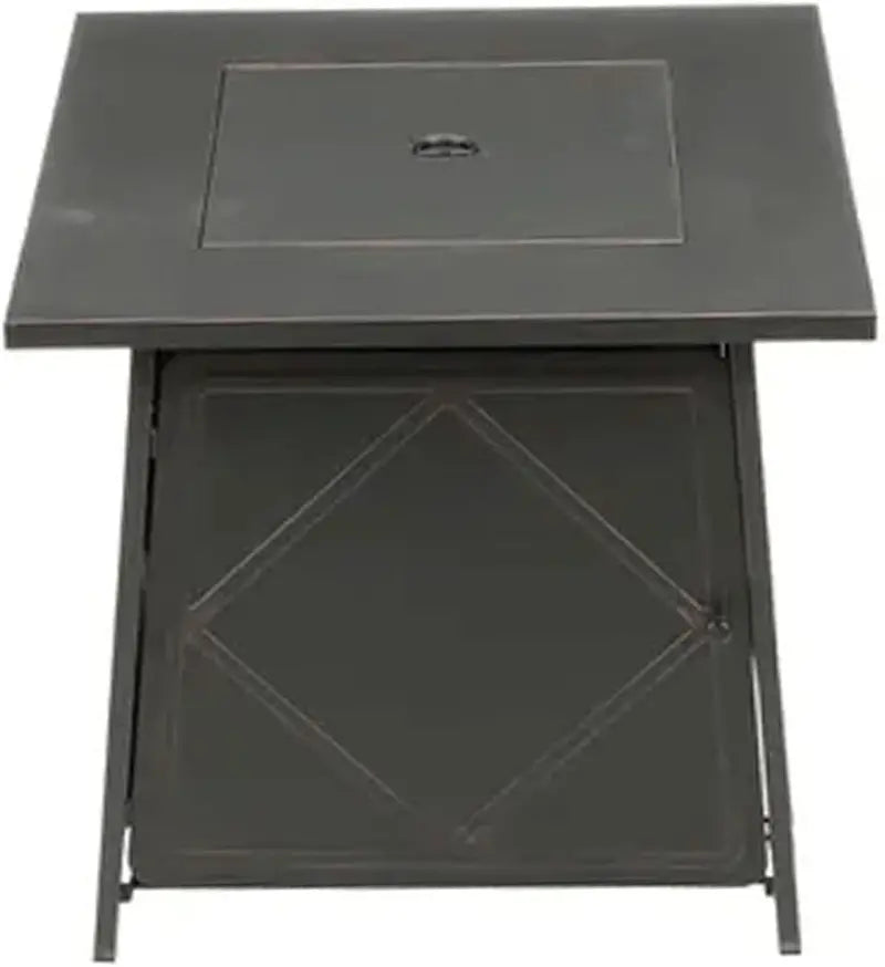 Four Seasons Dual-Heat Gas Fire Pit  50,000 BTU Square Patio Fire Table