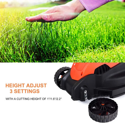 14-Inch Corded Electric Lawn Mower  12-Amp Push Mower with Grass Bag & Foldable Handle