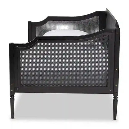 Ogden Twin-Sized Mid-Century Modern Rattan Daybed with Synthetic Wicker Finish