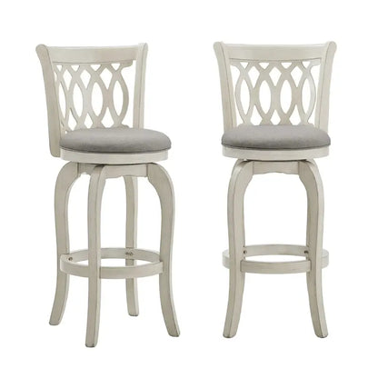 Elegant Scroll-Back Swivel Bar Stool with Metallic Accents and Comfort Upholstery