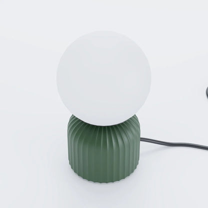 Lampe   poser en c ramique et globe en verre