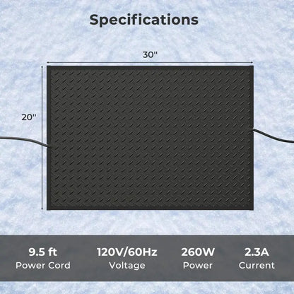 High-Speed 20″ x 30″ Heated Snow Melting Mat  3-Inch/Hour Clearance with Corded + Cordless Options