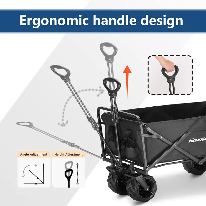 Heavy-Duty Folding Caravan Cart  350 lb Capacity Outdoor Rolling Grocery & Camping Trolley