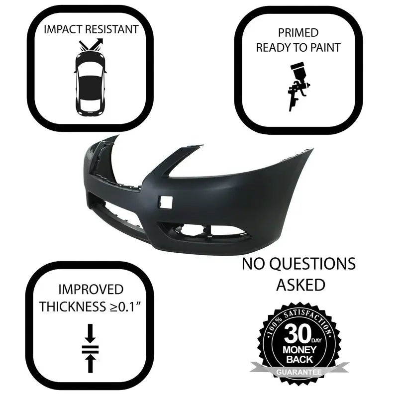 Primed Front Bumper Cover For 2013 2014 2015 Nissan Sentra w/ fog lamp holes