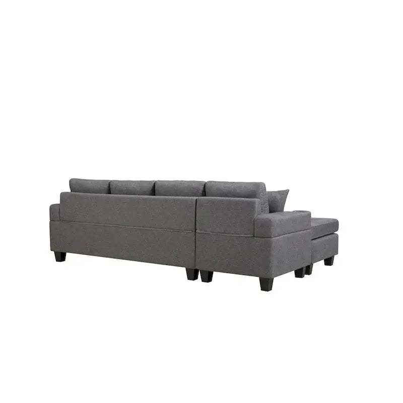 L-Shaped Sectional Sofa with Chaise Lounge & Integrated Cup Holders  Living Room Set
