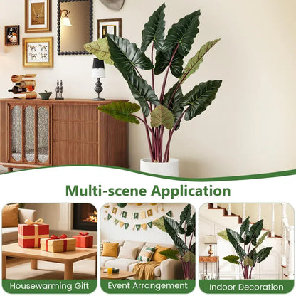 63-Inch Pre-Potted Faux Indoor Plant with 11 Lifelike Leaves and Adjustable Stems