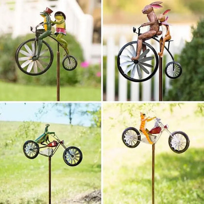 Whimsical Animal-Themed Bicycle Windmill Garden Spinner