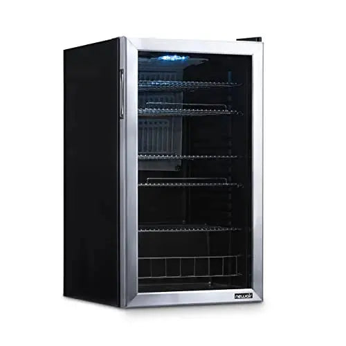 NewAir 126-Can Beverage Refrigerator  Freestanding Cooler with Tempered Glass Door and Right-Swing Hinge