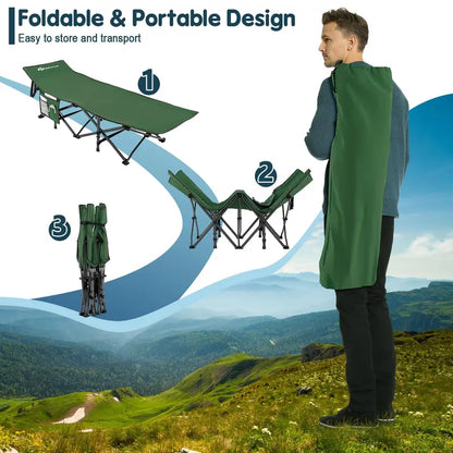 Heavy-Duty Folding Camping Cot, 27.5-Inch Wide Adult Cot with 600-LB Capacity & Carry Bag