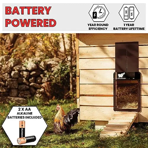 RUN-CHICKEN Door (Brown) Automatic Chicken Coop Door Opener with Timer