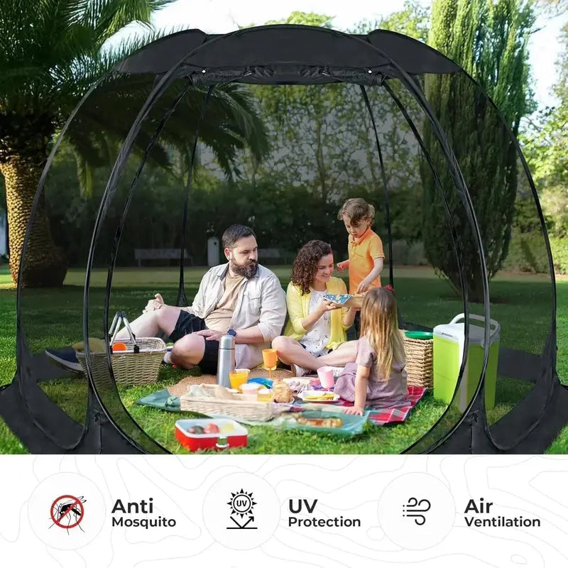 Igloo-Style Screen Gazebo  Mosquito-Proof Canopy Tent for 615 People, Ventilated & Spacious