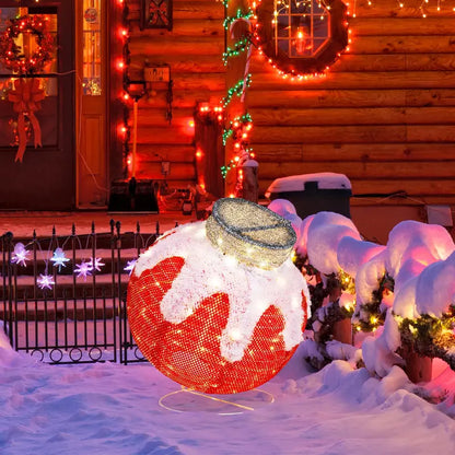 Pop-Up Indoor/Outdoor Christmas Ball Ornament — 80 LED Lights with Built-In Timer
