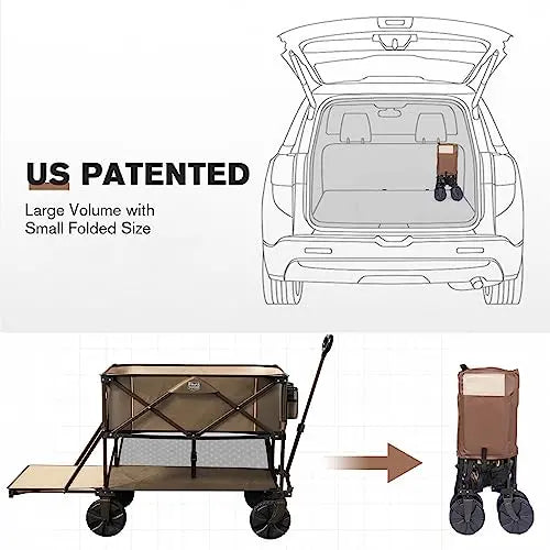 TIMBER RIDGE 400L Large Capacity Folding Double Decker Wagon, 54  Extra Long Extender Wagon Cart