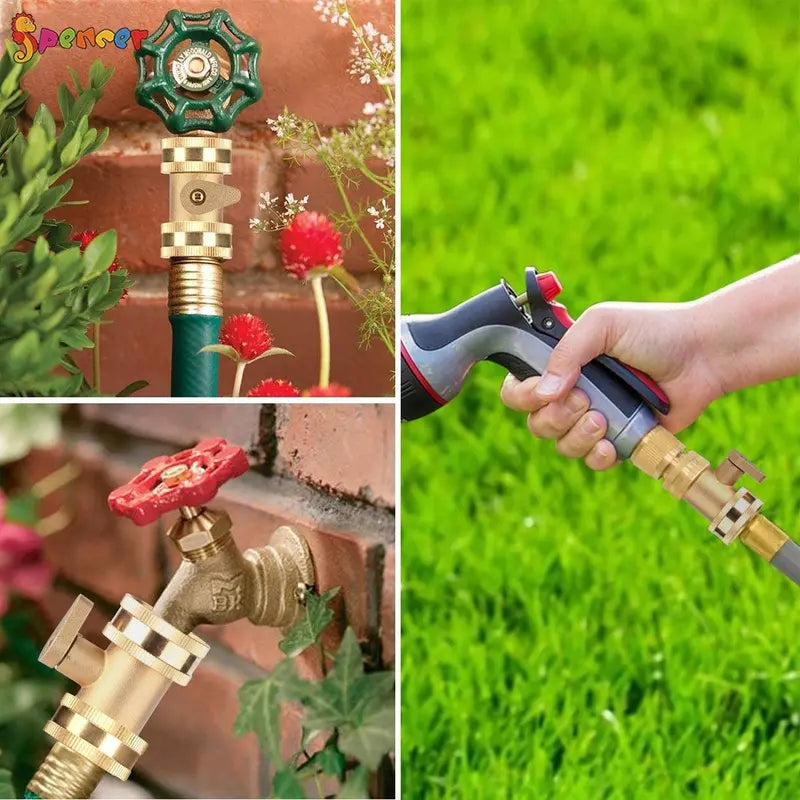 1/2Pack Garden Hose Brass Shut Off Valve, 3/4” Thread Heavy Duty Water Hose Connector Shut off Ball Valve Faucet Hose Adapter