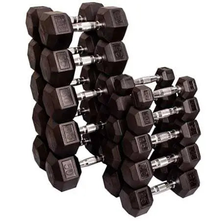 Body-Solid Rubber Coated 5-50 Lb. Hex Dumbbell Set