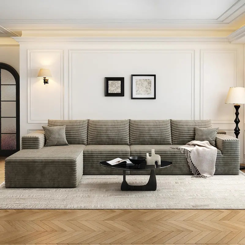 Cloud Modular L-Shaped Sectional Sofa  107.5-Inch Modern Minimalist Upholstered Couch with Chaise