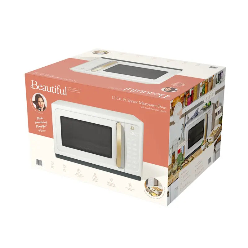1.1-Cubic-Foot 1000W White Sensor Microwave Oven with Touch Controls  Compact Kitchen Appliance