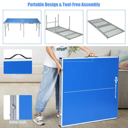 Pre-Assembled Portable Ping Pong Table  Folding Table Tennis Set with Net