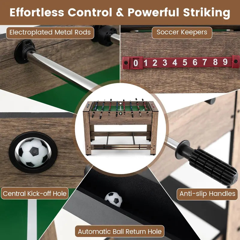 48-Inch Multi-Game Table Featuring Foosball and Pool for Adults
