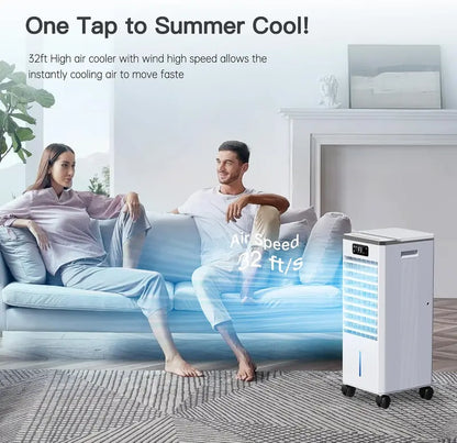 Hose-Free Portable Evaporative Air Cooler  3-Speed, 3-Mode Swamp Cooler with 12-Hour Auto-Off, 20-Hour Runtime, 16-Foot Remote