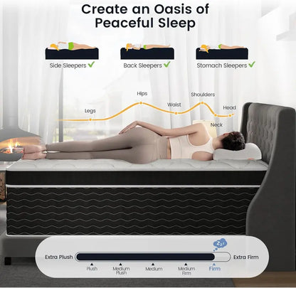 10-Inch Full Hybrid Mattress in a Box | Medium-Plush Gel Memory Foam Over Pocketed Coils for Enhanced Support, Cooling Breathability, and Targeted Pressure Relief