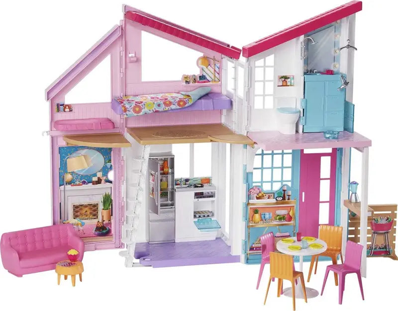 Barbie Malibu 2-Story Dollhouse, 6 Rooms & 25+ Accessories, Multicolor Playset
