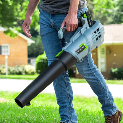 WORKPRO 20V Cordless Leaf Blower with 5-Speed Control, 4.0Ah Battery & Quick Charger
