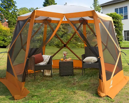 11.5×9.8 ft Instant Screened Gazebo  Pop-Up Bug-Free Outdoor Canopy for Camping & Gatherings