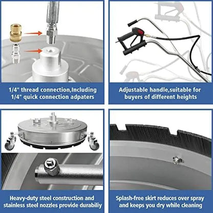 Janz Surface Cleaner Attachment for Pressure Washers  4-Wheel Rotating Deck Scrubber