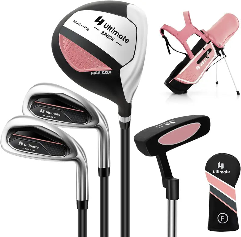 Junior Right-Handed Golf Club Set for Kids Including Stand Bag & Weatherproof Rain Hood