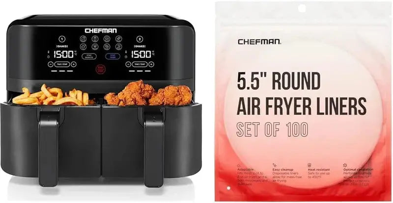 Chefman Dual-Basket Digital Air Fryer — 6-Quart Smart Sync Touchscreen with High-Performance Frying