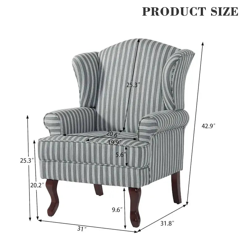 Set of 2 Wingback Accent Chairs ¡ª Traditional Upholstered Armchairs for Living Room or Bedroom