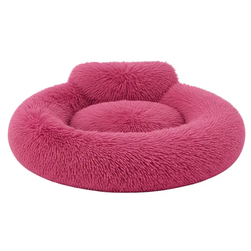 Donut-Style Dog Bed with Elevated Rim, Machine-Washable Cover, and Anti-Skid Bottom
