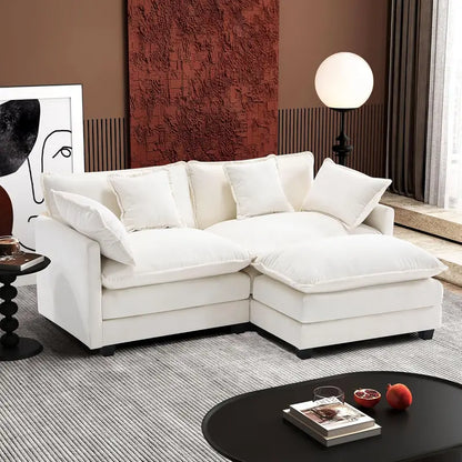 111.4-Inch L-Shaped Modular Cloud Sofa  Chenille 4-Seater with Ottoman & Deep Seat Design