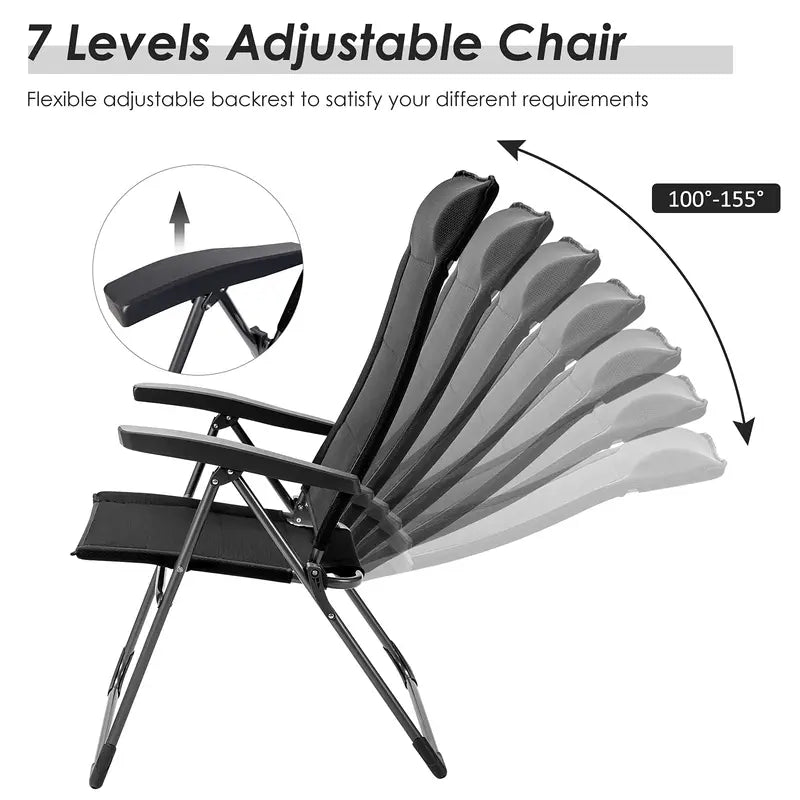 Lightweight Folding Sling Patio Chair with Integrated Headrest Support