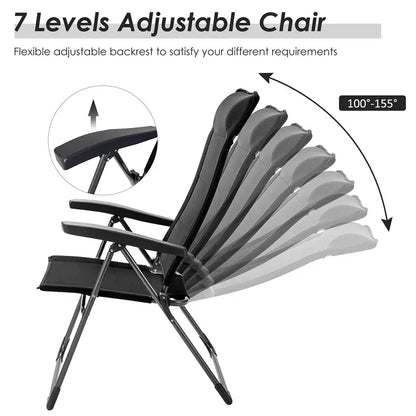 Lightweight Folding Sling Patio Chair with Integrated Headrest Support