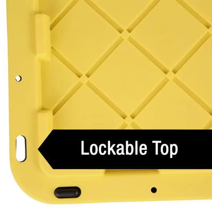 HDX 27-Gallon Stackable Storage Tote  Black Body with Yellow Lid, Waterproof, Durable, Sold in 5-Pack