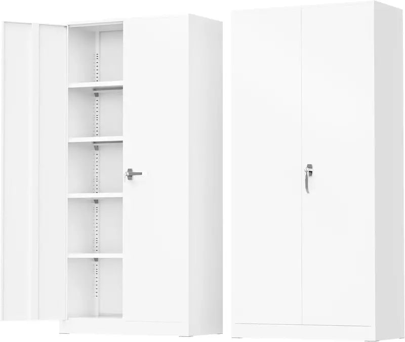 Greenvelly 72-Inch Locking Metal Storage Cabinet — 2-Door Garage or Office Organizer with Adjustable Shelves