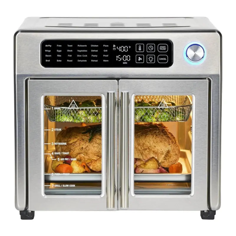 26-Quart French Door Air Fryer Oven with 24 One-Touch Cooking Functions