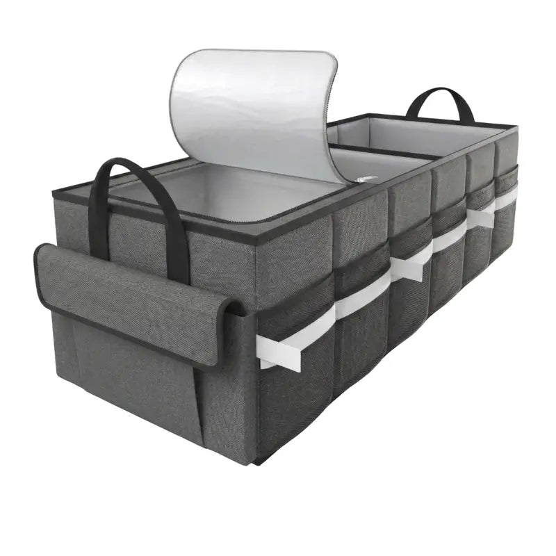 Collapsible Trunk Organizer for Cars Featuring a Leak-Proof Cooler Section