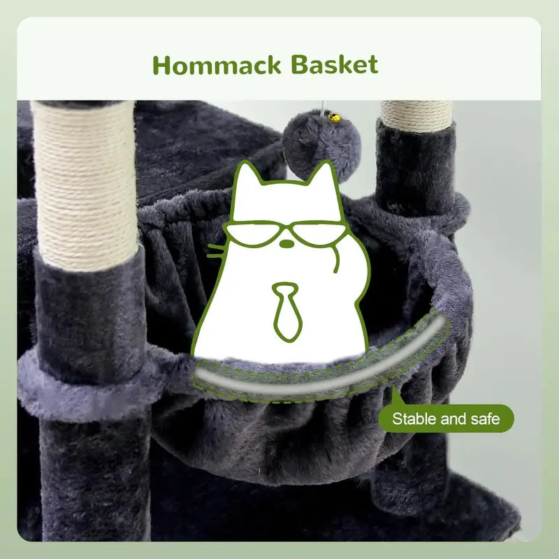 Globlazer 72in Maine Coon Cat Tree with Triangular Stability & Oversized Platform for Large Cats