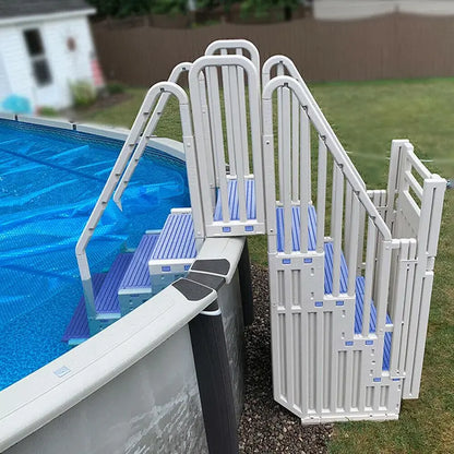 Plastics Warm Gray Above-Ground Pool Set  Includes Blue Safety Steps and Secure Closure System