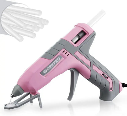 WORKPRO Full-Size Hot Glue Gun with 10 Glue Sticks  Pink Ribbon Edition