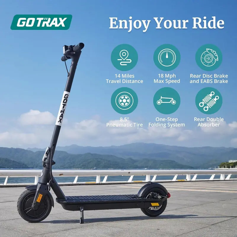 Adult Folding Electric Scooter  8.5″ Pneumatic Tires, 300W Motor, Cruise Control, 1418 Mile Range, 15.518 MPH Top Speed