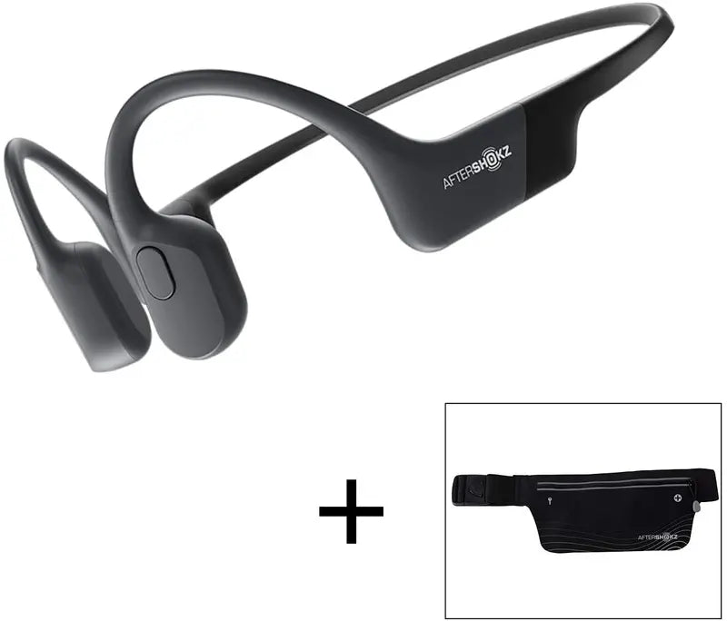 AfterShokz Aeropex Bone Conduction Headphones  Open-Ear Wireless Design with Sport Belt (Cosmic Black)